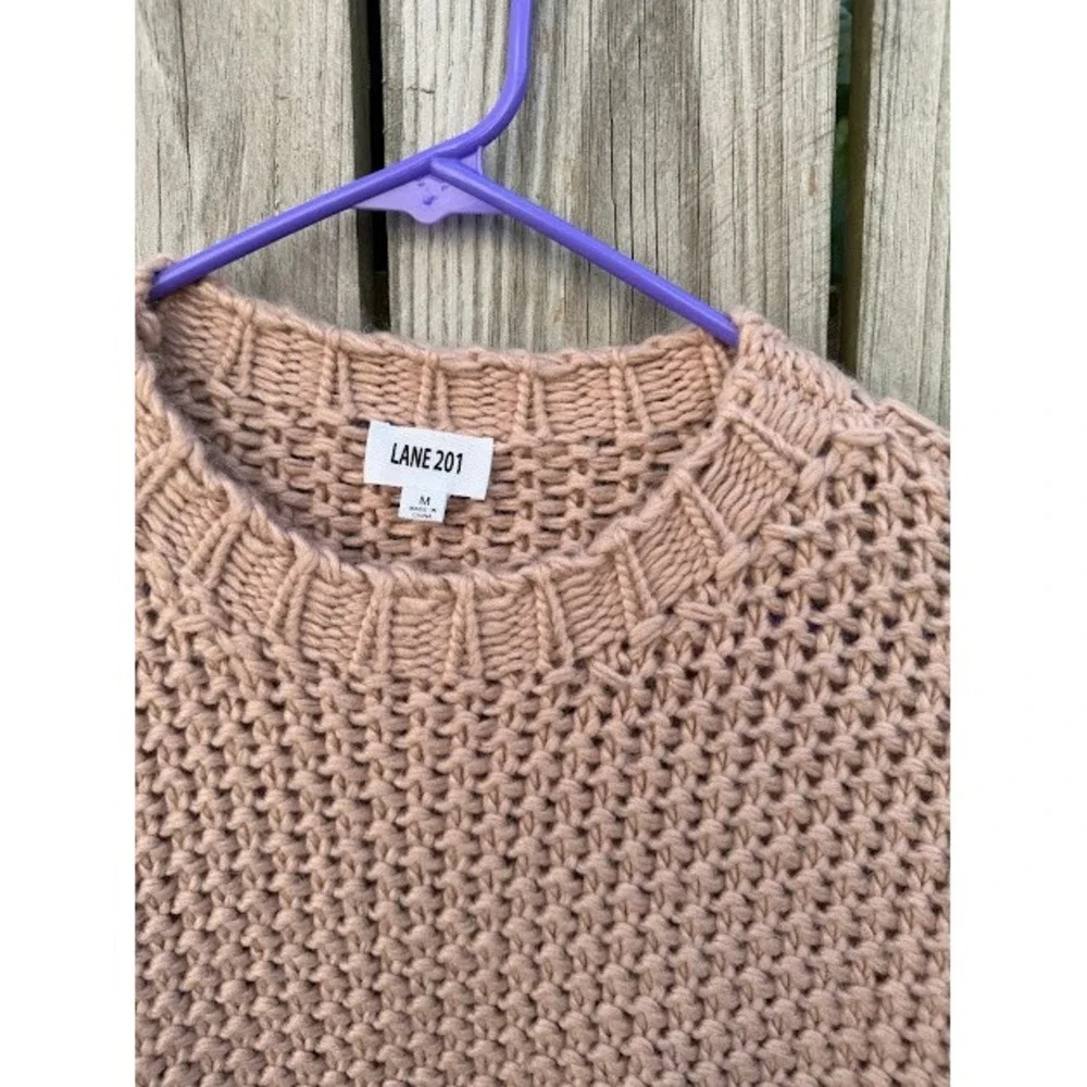 Boho Cottagecore Lane 201 Chunky Knit Sweater M Blush Pink SWT8824 Pullover